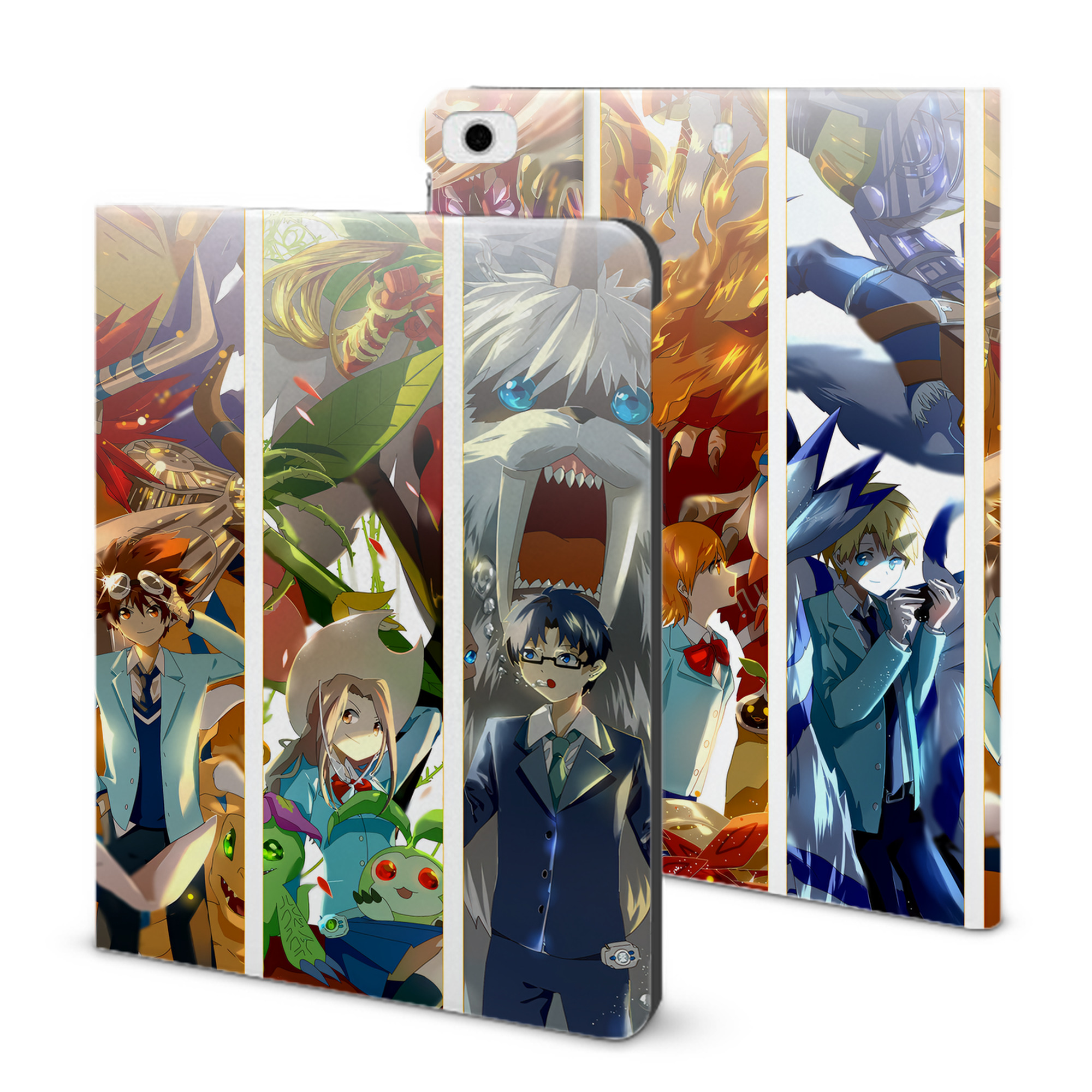 （画像用） Digimon デジタルモンスター/デジモン IPad ケース ブック型 PUレザー TPU 耐衝撃 軽量 薄型 ペン収納なし 全面保護 IPad 各モデル対応